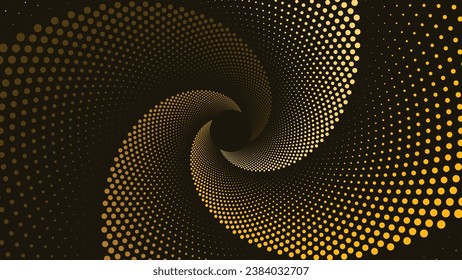 Abstract spiral round logotype flower background in dark color. This minimalist style dotted spiral Mandala will make your project more meaningful.