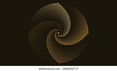 Abstract spiral round logotype flower background in dark color. This minimalist style dotted spiral Mandala will make your project more meaningful.