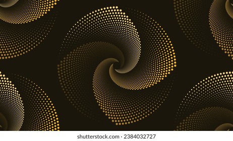 Abstract spiral round logotype flower background in dark color. This minimalist style dotted spiral Mandala will make your project more meaningful.