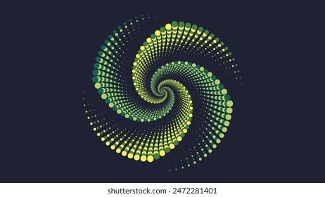 Abstractas espiral redondo logotipo fondo de flores en color oscuro. estilo minimalista espiral punteado Mandala.Abstractas arte geométrico círculo fondo, logotipo. círculo como símbolo sin fin. Pequeñas partículas brillantes