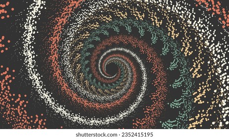 Abstract spiral round vortex background for data cycle and cyclone of data presentation. This creative dotted splash background can be used as banner or Christmas background for flyer.