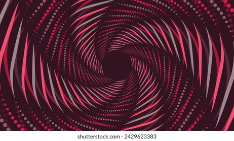 Abstract spiral round vortex data cycle background in pink shade.