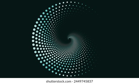 Abstract spiral round vortex style dotted creative wavy background.