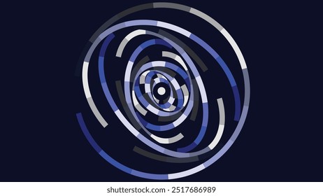 Abstrato espiral redonda vórtice ondulado estilo criativo fundo em azul escuro combinação de cor.