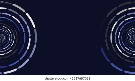 Abstract spiral round wavy vortex style creative background in dark blue color combination.