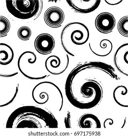 Abstract Spiral Seamless Pattern. Swirl repeating wallpaper. Poster with snail Elements.