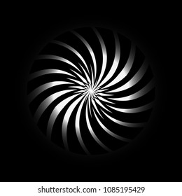 Abstract Spiral Series, Abstract Rotating Shape Vector, Black and White Shape Distort in Concentric, Irregular geometric elements, Vector Illustration