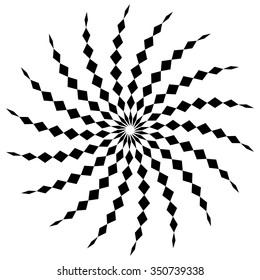 Abstract spiral shape in angular style. Monochrome vector art.
