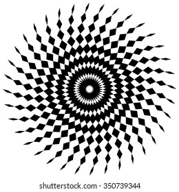 Abstract spiral shape in angular style. Monochrome vector art.