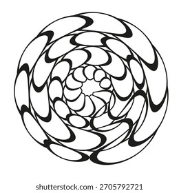 Abstractas forma de espiral. Vector de rotación dinámica. Patrón de remolino circular. Diseño de línea negra.