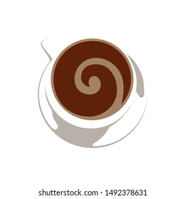 abstract spiral shape inside cup of coffee, vector