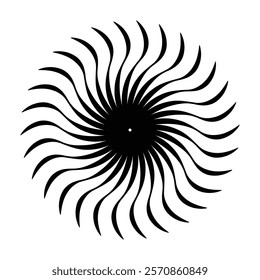 Abstract spiral shape. vortex element. Ripple element with Radial circle lines. Geometric element. Sun star rays symbol. Vector illustration