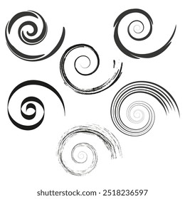 Abstract spiral shapes. Hand drawn swirls. Grunge and clean lines. Vector circular patterns.