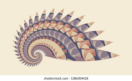 abstract spiral shell indian style in retro ivory shades