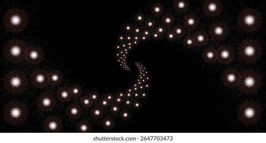 Abstract Spiral of Shining Lights on a Dark Background