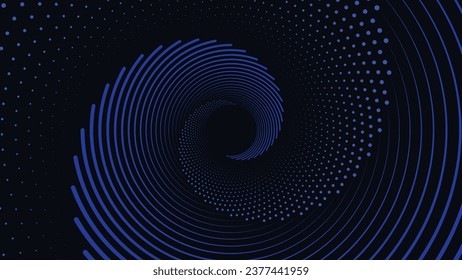 Abstrakte Spirale einfache mandalanische Hintergrund. Dieser minimalistische Spiralhintergrund kann als Banner oder Website-Hintergrund verwendet werden. Diese dunkelblaue Spinnerblume ist perfekt für die Erstellung von Festivalinhalten.