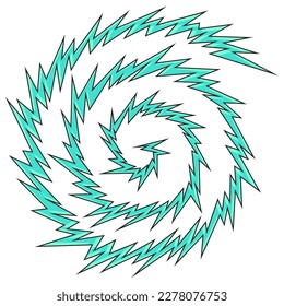 Abstract spiral spike line pattern. Rotating jagged line pattern