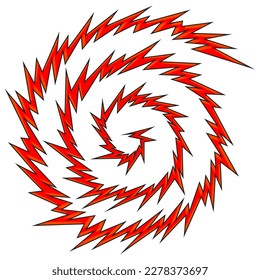 Abstract spiral spike line pattern. Rotating jagged line pattern