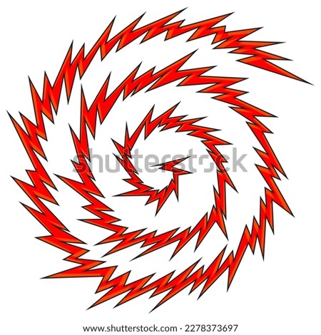 Abstract spiral spike line pattern. Rotating jagged line pattern