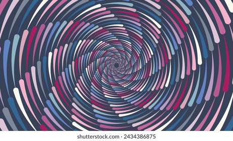 Abstract spiral spinning dotted vortex style data cycle light blue cool color background.