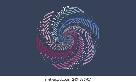 Abstrakte Spirale Spinning punktiert Wirbel Stil Datenzyklus Hellblau Cool Farbe Hintergrund.
