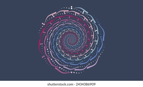 Abstrakte Spirale Spinning punktiert Wirbel Stil Datenzyklus Hellblau Cool Farbe Hintergrund.