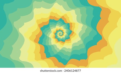 Abstract spiral spinning vortex round warm color background in space theme.