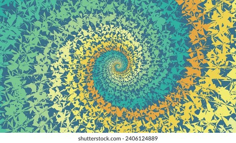 Abstract spiral spinning vortex round warm color background in space theme.