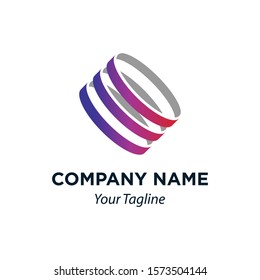 Abstract Spiral Spring Icon Vector Logo Template