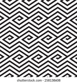 Abstract spiral square line vector thai style background, seamless pattern