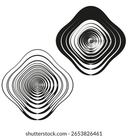 Abstract spiral squares. Dynamic ripple effect. Concentric form illustration. Vector modern design. EPS 10.