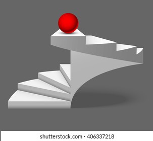 Abstract Spiral Staircase Background and Red Sphere