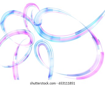 Abstract spiral stripes in form of loops and arcs. Combination lines and ribbons for abstract background