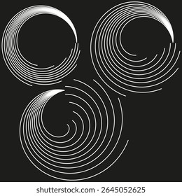 Abstract spiral swirl design. Black white curved pattern. Vector flowing motion. Organic geometric shape.