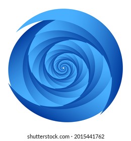 Abstract spiral, swirl, twirl design element. Curlicue, rotating shape. Volute, vortex, helix element