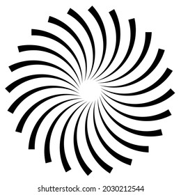 Abstract spiral, swirl, twirl design element. Curlicue, rotating shape. Volute, vortex, helix element