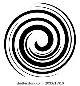 Abstract spiral, swirl, twirl design element. Curlicue, rotating shape. Volute, vortex, helix element