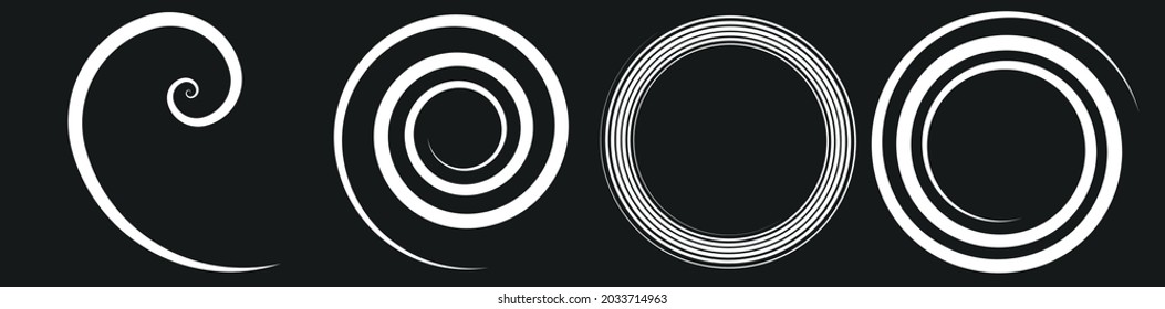 Abstract spiral, swirl, twirl design element. Curlicue, rotating shape. Volute, vortex, helix element