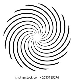 Abstract spiral, swirl, twirl design element. Curlicue, rotating shape. Volute, vortex, helix element