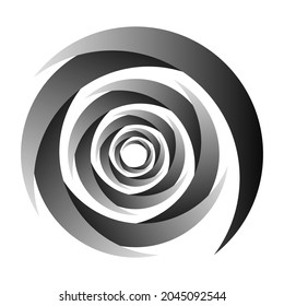 Abstract spiral, swirl, twirl design element. Curlicue, rotating shape. Volute, vortex, helix element