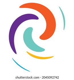 Abstract spiral, swirl, twirl design element. Curlicue, rotating shape. Volute, vortex, helix element