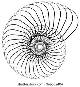 Abstract spiral, swirl, twirl element isolated on white. Monochrome shape.