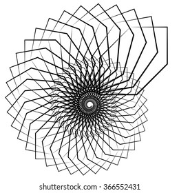 Abstract spiral, swirl, twirl element isolated on white. Monochrome shape.