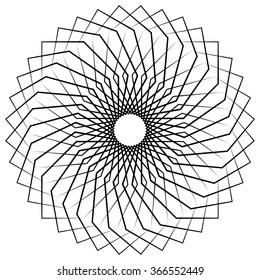 Abstract spiral, swirl, twirl element isolated on white. Monochrome shape.