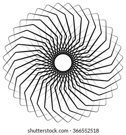 Abstract spiral, swirl, twirl element isolated on white. Monochrome shape.
