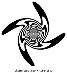 Abstract spiral, swirl, twirl element. Rotating concentric lines.
