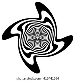 Abstract spiral, swirl, twirl element. Rotating concentric lines.