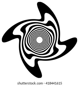 Abstract spiral, swirl, twirl element. Rotating concentric lines.