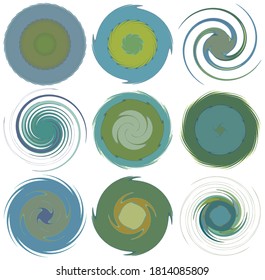 Abstrakte Spiralformen, wirbelnde, wirbelnde und wirbellose Wirbelformen in glatter, pastellfarbener Farbe