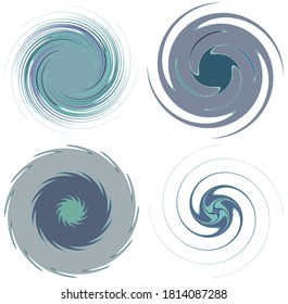 Abstract spiral, swirl, twirl and vortex shapes in smooth, pastel color